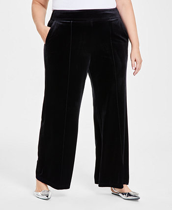 Бархатные брюки больших размеров с высокой посадкой и широкими штанинами, созданные для Macy's I.N.C. International Concepts