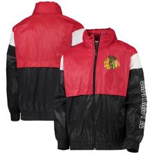 Молодежная красно-черная куртка-ветровка с капюшоном Chicago Blackhawks Goal Line с молнией во всю длину Outerstuff
