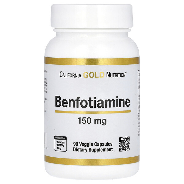 Бенфотиамин - 150 мг - 90 растительных капсул - California Gold Nutrition California Gold Nutrition
