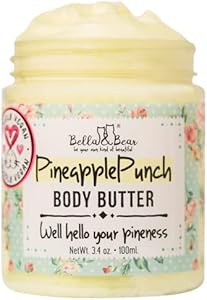 Bella & Bear Pineapple Body Butter, Hydrating Formula - Vegan Travel Size, 3.4oz' (3.4 oz) Bella and Bear