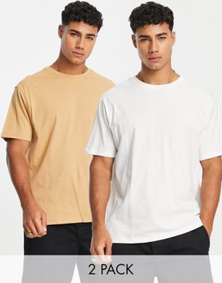 Две пары футболок свободного кроя Another Influence темно-желтого и белого цвета Another Influence