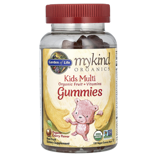 MyKind Organics, Детские жевательные конфеты, органическая вишня, 120 веганских жевательных мишек Garden of Life