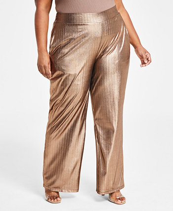 Модные широкие брюки цвета металлик больших размеров Nina Parker