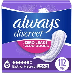 Always Discreet Pads, Extra Heavy Absorbency, Long Length, 112 Count Always Discreet