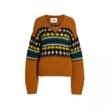 Пуловер в стиле 50-х годов с V-образным вырезом Re/Done