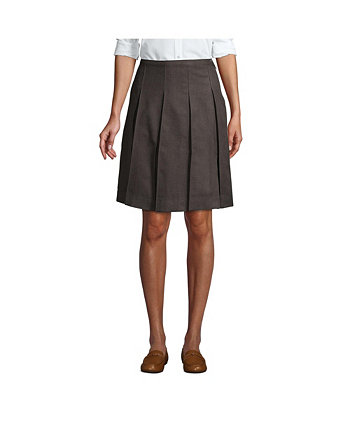 School Uniform Women's Tall Solid Box Pleat Skirt Top of Knee Lands' End