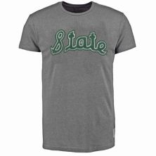 Мужская оригинальная серая футболка в стиле ретро с рисунком в стиле ретро Michigan State Spartans Vintage Tri-Blend Original Retro Brand
