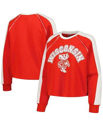 Женский укороченный пуловер Red Wisconsin Badgers Blindside реглан свитшот Gameday Couture