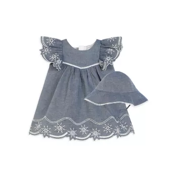 Платье с вышивкой для маленьких девочек и усилитель; Комплект шляп Chloe