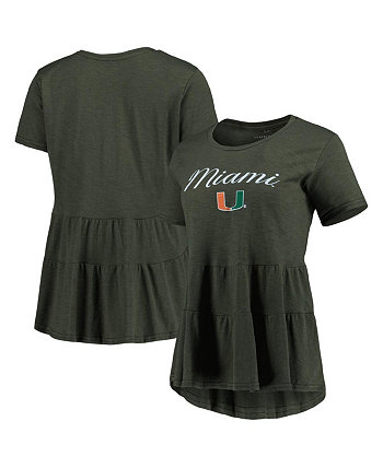 Зеленая женская футболка Miami Hurricanes Willow с рюшами внизу Boxercraft