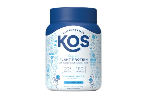 KOS Органический растительный протеин с голубой спирулиной и маффином с черникой для иммунитета — 20,6 унции KOS