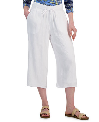 Women's Gauze Cropped Pull-On Pants, Created for Macy's J&M Collection
