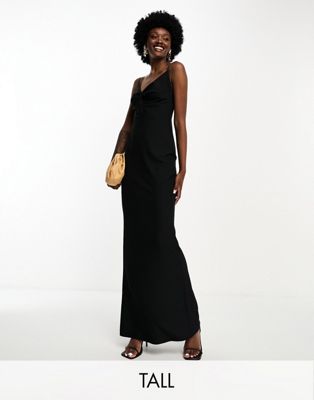 Черное платье макси с v-образным вырезом и глубоким вырезом Vesper Tall Vesper Tall