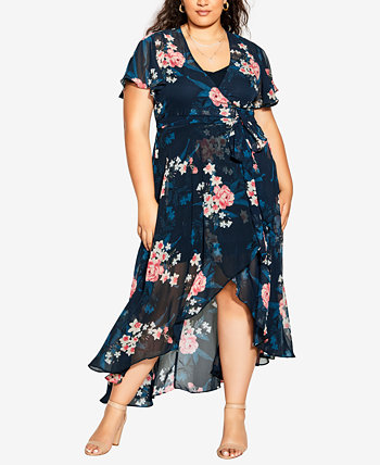 Модное ночное макси-платье больших размеров с цветочным принтом City Chic