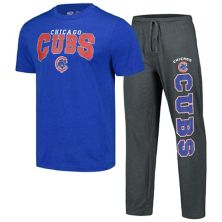 Мужской комплект для сна с футболкой и брюками Concepts Sport Charcoal/Royal Chicago Cubs Meter Unbranded