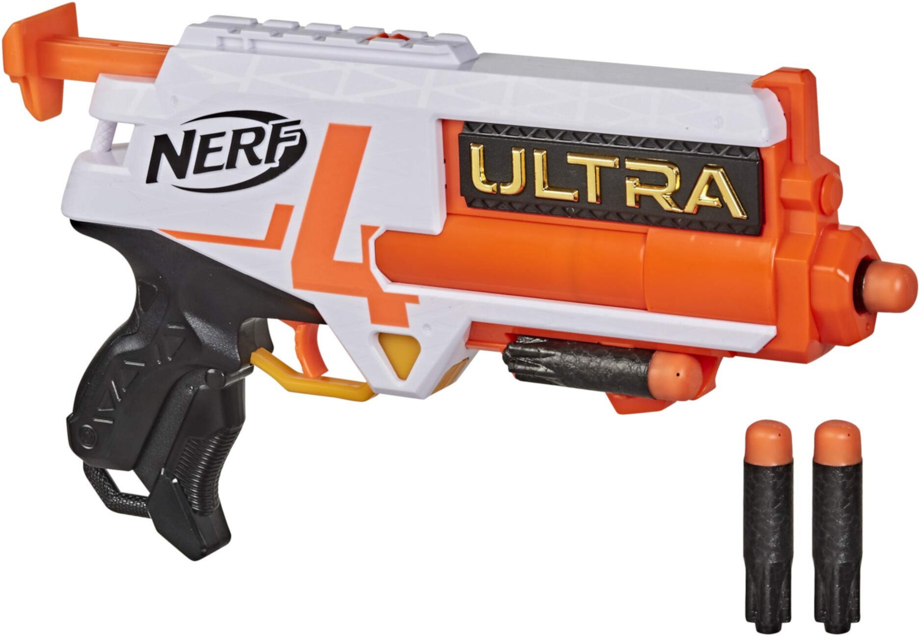 NERF Ultra Four Dart Blaster -- 4 ультрадротика, одиночный взрыв, хранение 2 дротиков -- совместимы только с ультрадротиками Nerf