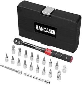 Hancaner Ratchet Wrench Set, 1/4inch 2-24N.m Drive Socket Set with 16 Sockets and Extension Bar for Auto Repairing and Household, with Storage Case Hancaner