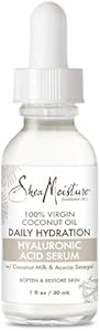 SheaMoisture Hyaluronic Acid Serum for Dry Skin 100% Virgin Coconut Oil Paraben Free Face Serum 1 fl oz SheaMoisture