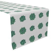 Table Runner, 100% Cotton, 16x108&#34;, Echeveria Plants Fabric Textile Products