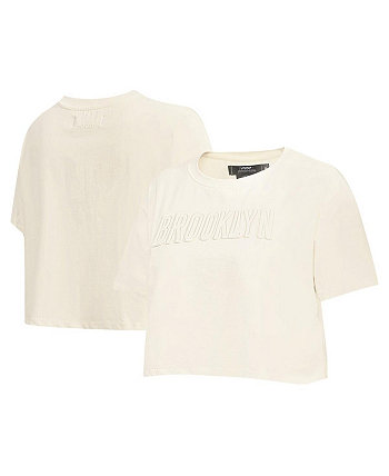 Women's Cream Brooklyn Nets Neutral Boxy Crop T-shirt Pro Standard