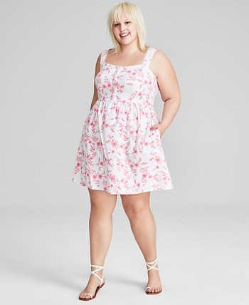 Plus Size Floral-Print Corset Mini Dress, Created for Macy's And Now This