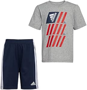 adidas boys Short Sleeve Cotton Graphic Tee & Short Set Adidas