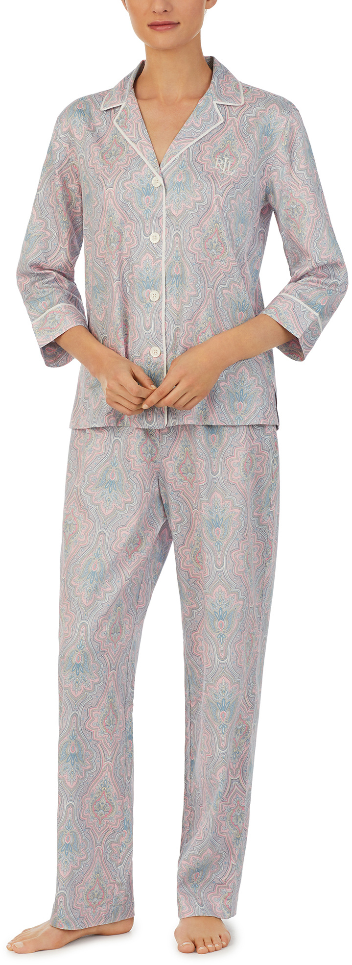 Сатиновый пижамный комплект с рукавами 3/4 Ralph Lauren