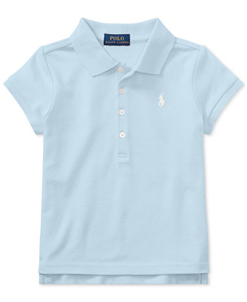 Рубашка-поло из эластичного хлопка с короткими рукавами для малышей и маленьких девочек Polo Ralph Lauren