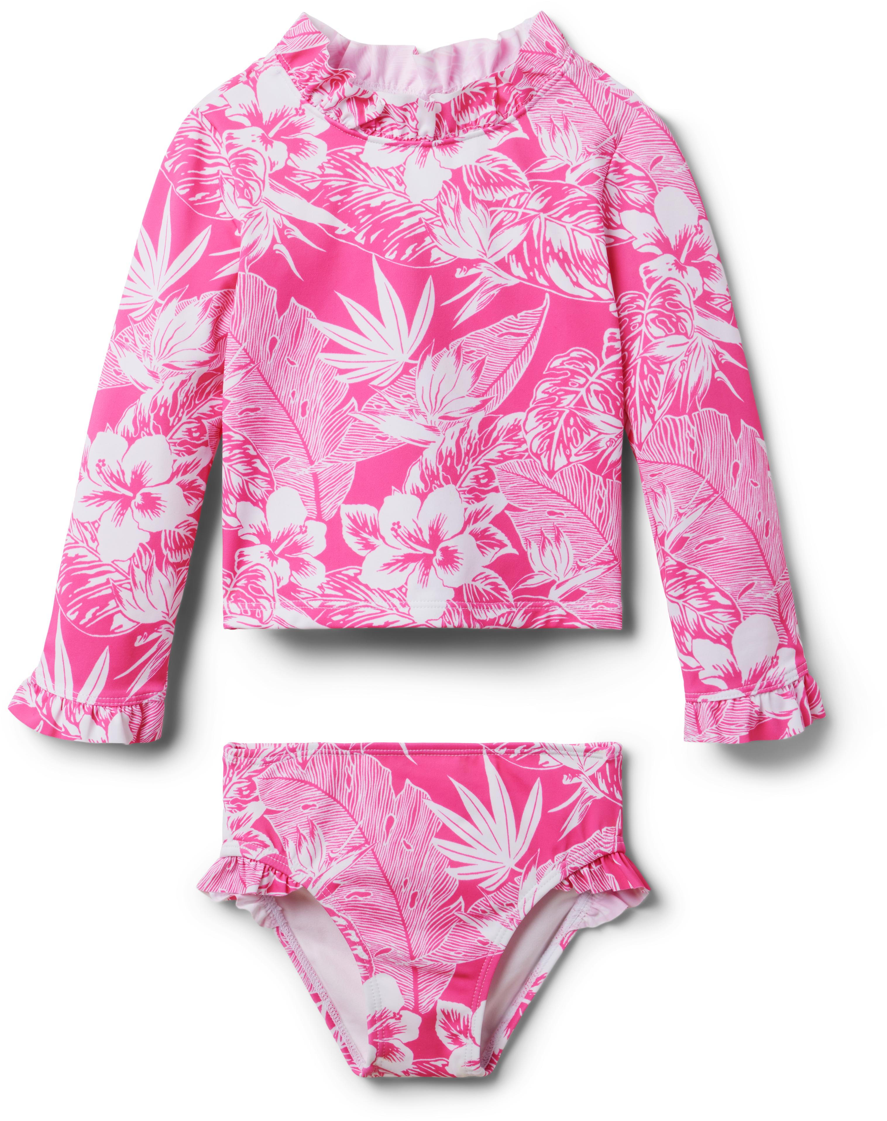 Розовый комплект для плавания из рашгарда с принтом пальм (для малышей/маленьких детей/больших детей) Janie and Jack