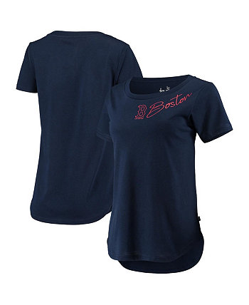 Женская темно-синяя футболка Boston Red Sox Starting Lineup Tri-Blend с круглым вырезом Touch