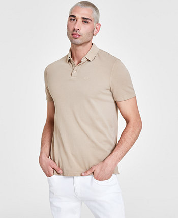 Мужская однотонная рубашка-поло стандартного кроя из пике Armani