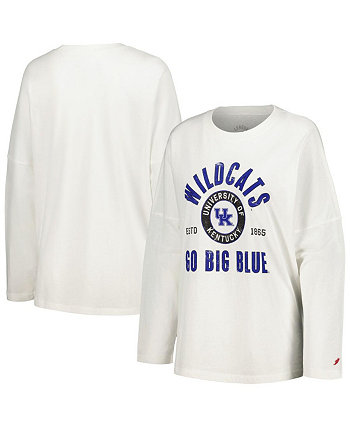 Женская белая рваная футболка большого размера с длинными рукавами Kentucky Wildcats Clothesline League Collegiate Wear