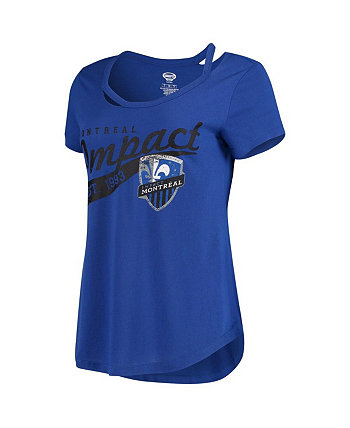 Женская синяя футболка с вырезом Montreal Impact Squad с эффектом потертости Concepts Sport