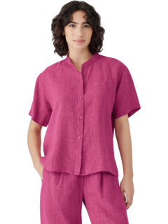 Рубашка с воротником-стойкой и коротким рукавом Eileen Fisher