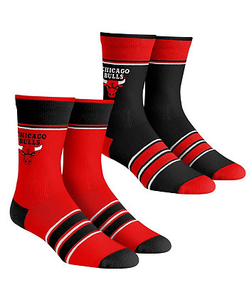 Молодежные носки для мальчиков и девочек, комплект из 2 носков Team Crew в несколько полосок Chicago Bulls Rock 'Em