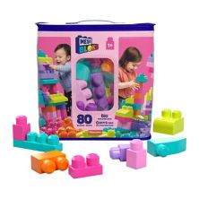 Большие строительные блоки MEGA BLOKS, 80 предметов, для малышей 1–3 лет, розовые Mega Bloks