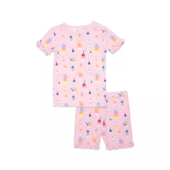 Little Girl's &amp; Girl's Sundae Print Pajama Shorts Set MAGNETIC ME