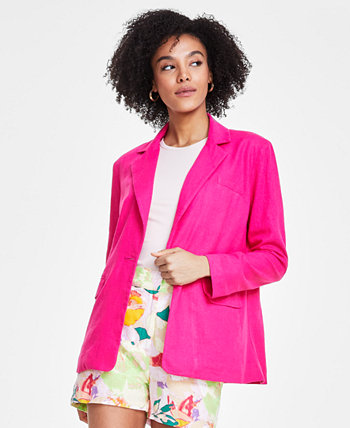 Women's One-Button Linen Blend Blazer, Created for Macy's Bar III