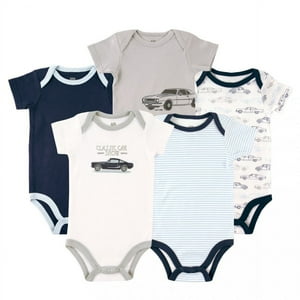 Hudson Baby Short Sleeve Bodysuits, 5-Pack, Newborn- 24 Months Hudson Baby