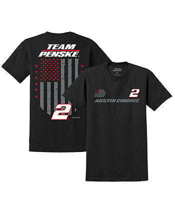 Мужская черная футболка Austin Cindric 2023 #2 с американским флагом Team Penske