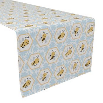 Table Runner, 100% Cotton, 16x90", Cartoon Honeycomb Bees Fabric Textile Products