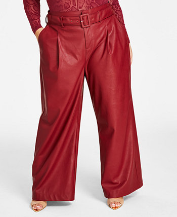 Модные брюки большого размера с имитацией кожи Nina Parker для женщин Nina Parker