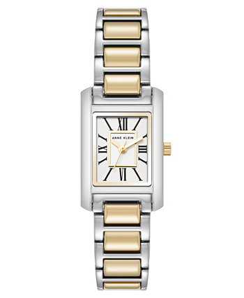 Women's Quartz Classic Rectangular Roman Numeral Two-Tone Alloy Metal Watch, 20mm Anne Klein