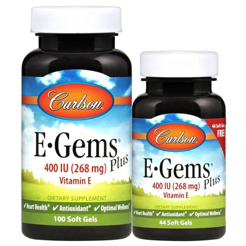 Carlson E-Gems® Natural Vitamin E Plus BOGO — 400 МЕ — 100 мягких желатиновых капсул плюс 44 мягких желатиновых капсулы бесплатно Carlson