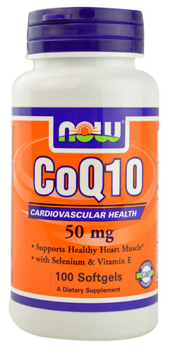 ТЕПЕРЬ CoQ10 -- 50 мг -- 100 мягких капсул NOW Foods