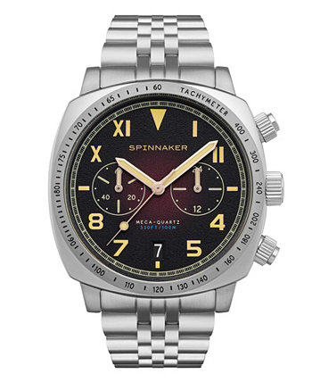 Мужские часы с хронографом из нержавеющей стали с браслетом из нержавеющей стали, 42 мм Spinnaker