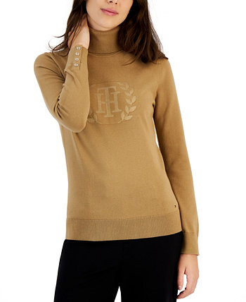 Женский свитер с высоким воротником и логотипом Tommy Hilfiger