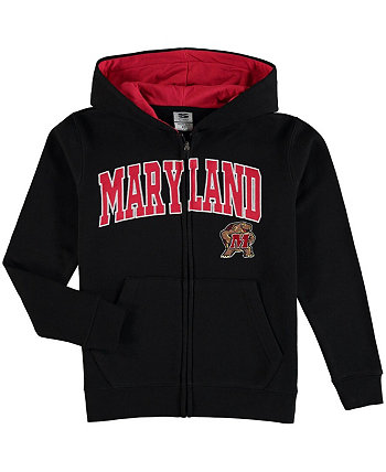 Youth Boys Black Maryland Terrapins Applique Arch and Logo Full-Zip Hoodie Stadium Athletic