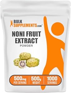 BulkSupplements.com Noni Fruit Extract Powder - Noni Fruit Supplement, Noni Fruit 500mg - Superfood Powder, Gluten Free, 500mg per Serving, 100g (3.5 oz) (Pack of 1) BulkSupplements