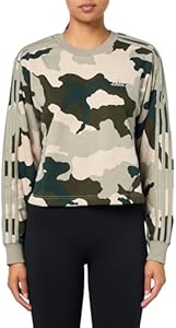 adidas Women's Plus Size Essentials 3 Stripes Camouflage Printed Cropped Sweatshirt Adidas